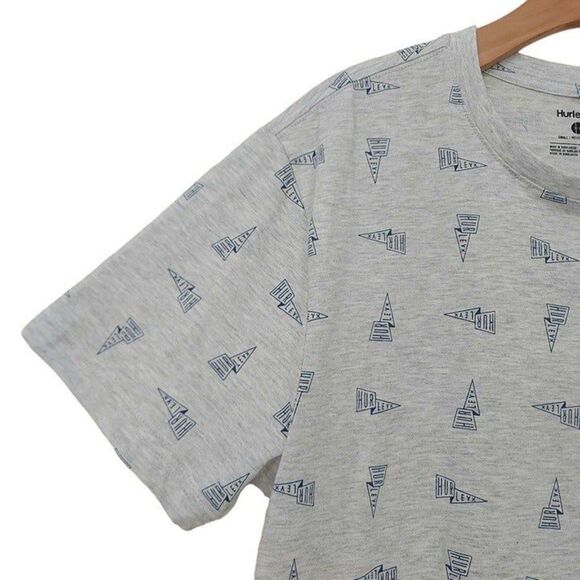 Hurley T-Shirt Mens Small Gray Short Sleeve Crew Neck Allover Logo Cotton Blend - Picture 3 of 12